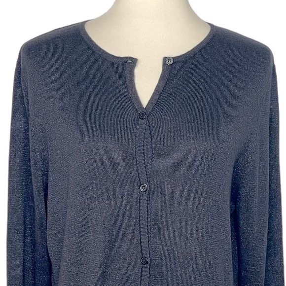 Style & Co. Collection Cardigan Sweater Womens MP Medium Petite Black Sparkly - Picture 2 of 9